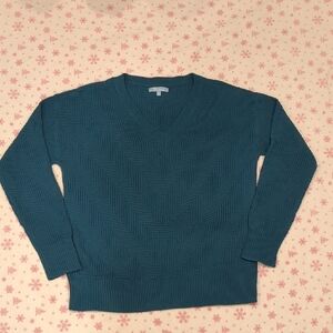 SALE 💰 V-Neck Chevron Knit Sweater - Teal Blue